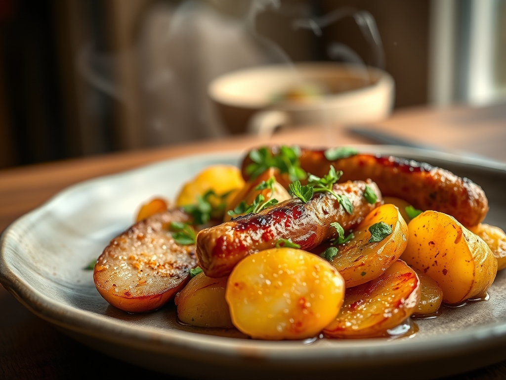 Freshly prepared brat and potato recipes