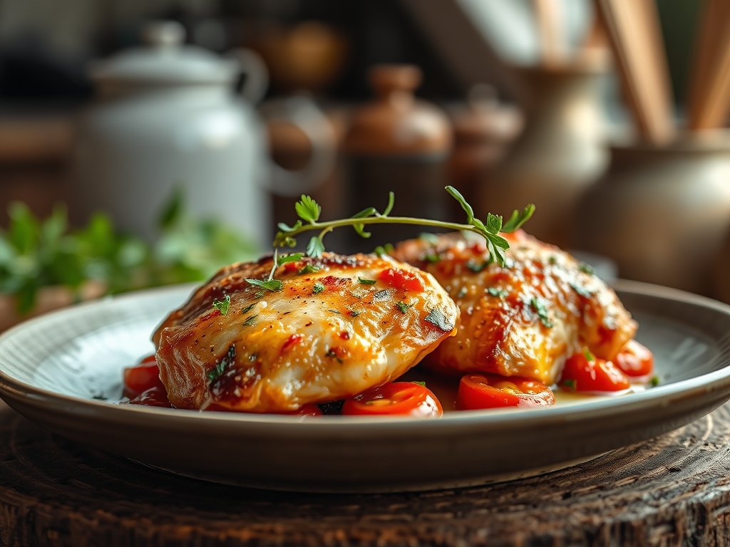 Freshly prepared chicken recipes with tomatoes