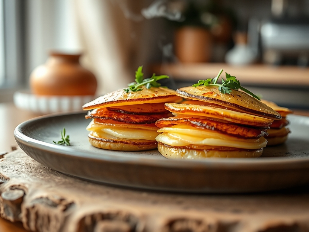 Freshly prepared layered potato recipes