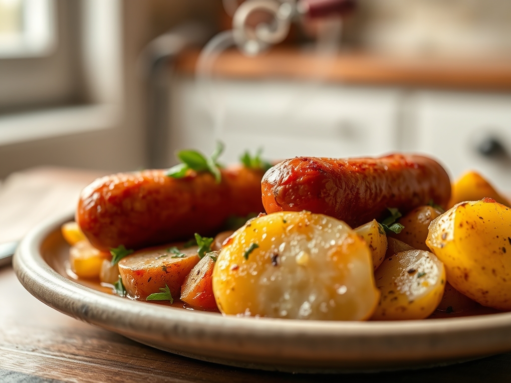 Freshly prepared polish sausage and potato recipes