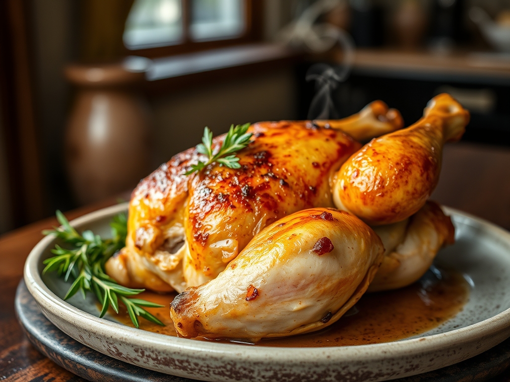 Freshly prepared whole chicken recipes baked